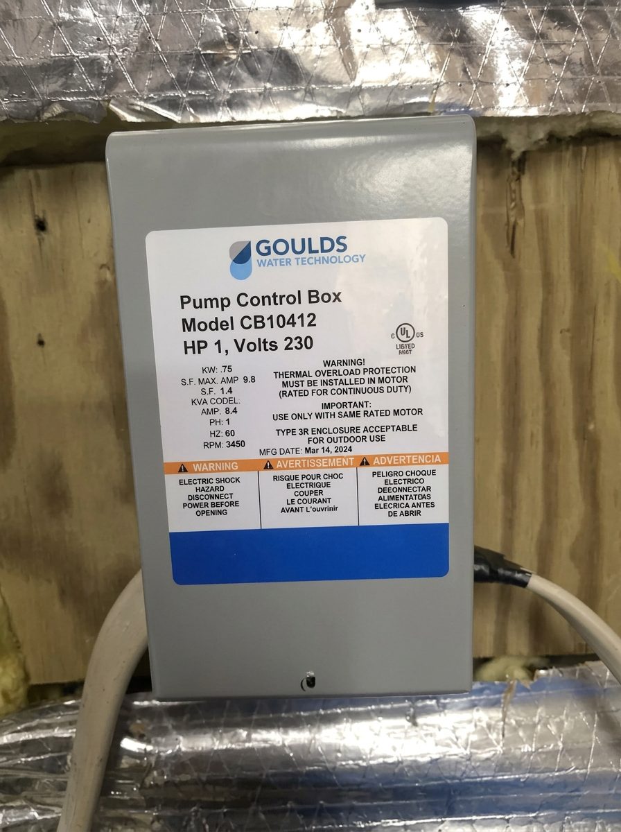 Goulds Water Technology well pump control box